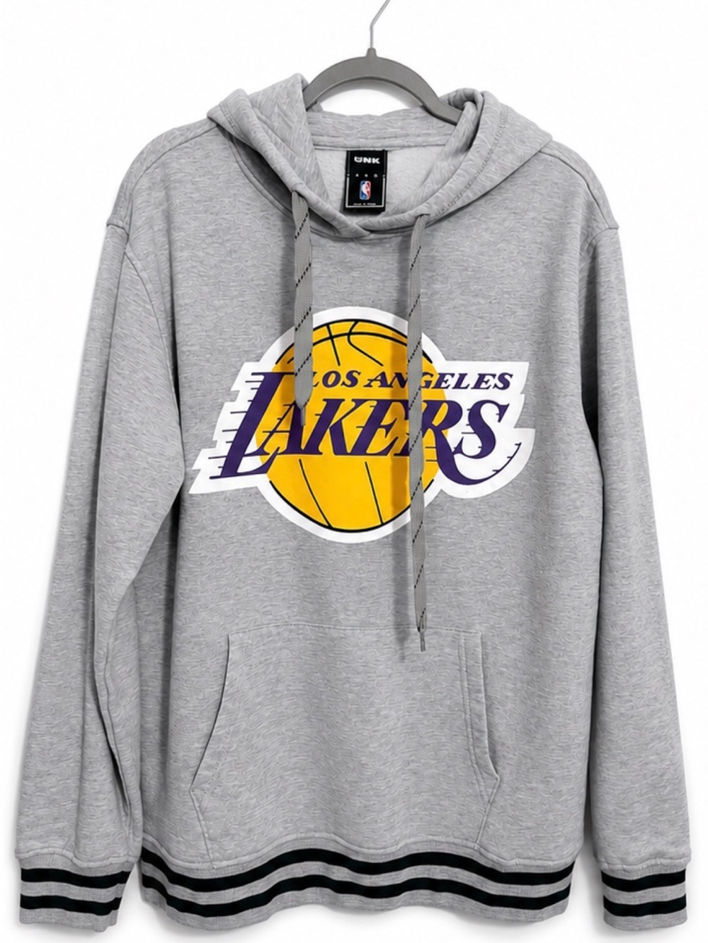 LA Lakers NBA Hoodie Sweatshirt Gray Logo Pullover Basketball UNK Streetwear